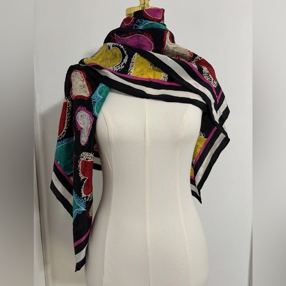 Linda Dano Accessories - Silk Scarf Vintage Hearts 1980s